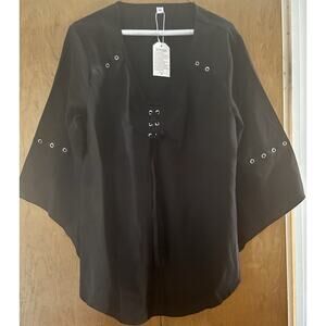 Capatee Women’s XXL V-Neck Plain Top - Black NWT